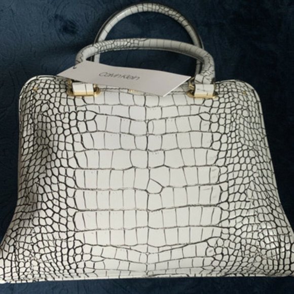 White " Crocodile " Croc Leather Handbag - Picture 6 of 6